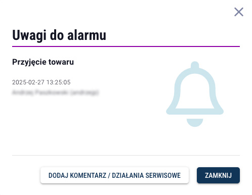 Uwagi do alarmu